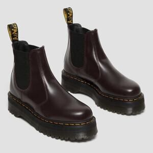 Nw Dr. Martens 2976 Quad Platform Chelsea Boots Womens 9 Mens 8 Burgundy Leather